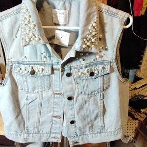 Pearlescent jean vest